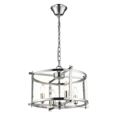 Polished Chrome Chandelier with Clear Glass